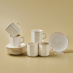 Karaca Vezir 12-Piece Bone China Turkish Coffee Cup Set for 6 People, 80ml, White