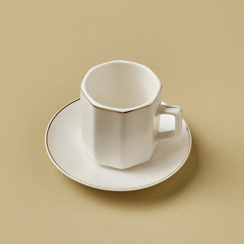 Karaca Vezir 12-Piece Bone China Turkish Coffee Cup Set for 6 People, 80ml, White