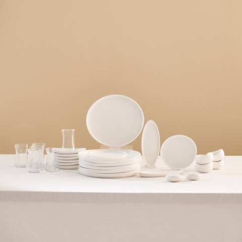 Karaca Bone China Olla 28-Piece Serveware Set for 6 People, White