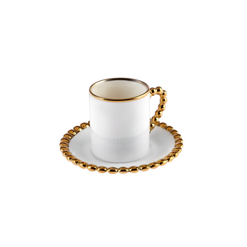 Karaca Boncuk 12-Piece Bone China Espresso Turkish Coffee Cup Set for 6 People, 80ml, White