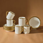 Karaca Boncuk 12-Piece Bone China Espresso Turkish Coffee Cup Set for 6 People, 80ml, White