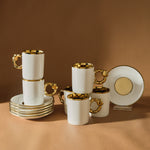 Karaca Heart-Shaped 12-Piece Bone China Espresso Turkish Coffee Cup Set for 6 People, 80ml, White