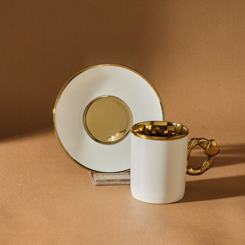 Karaca Heart-Shaped 12-Piece Bone China Espresso Turkish Coffee Cup Set for 6 People, 80ml, White