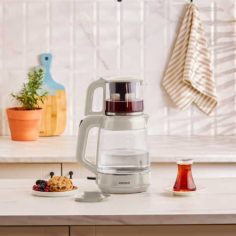 Karaca Glass Tea XL 2-in-1 Glass Tea Maker & Kettle, Starlight