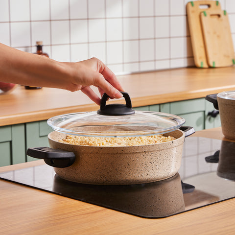 Karaca Vincent Biogranite 12-Piece Cookware Set, Brown Black