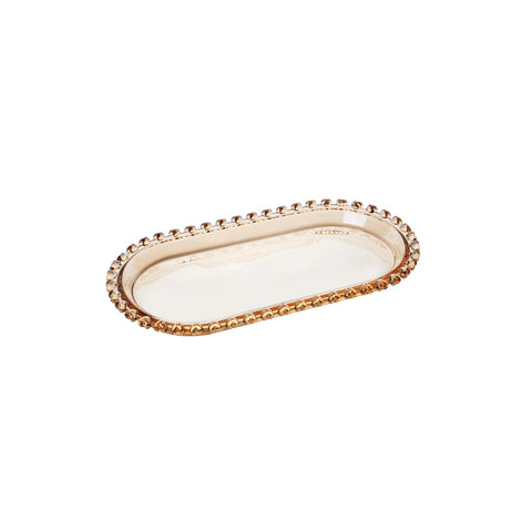 Karaca Glory Glass Small Serving Platter, 25cm, Amber