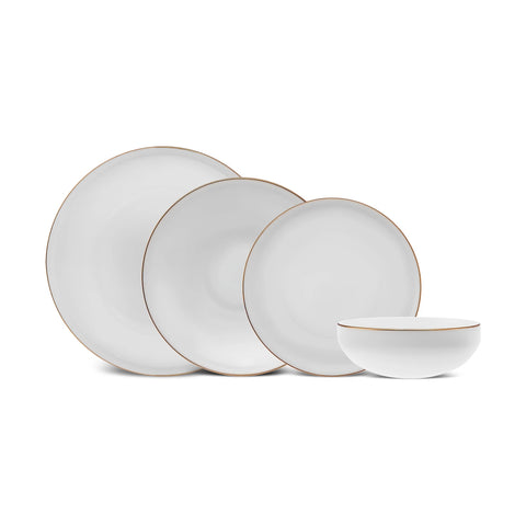 Karaca Stream Bone China Belinda 24-Piece Dinner Set for 6 People, Gold