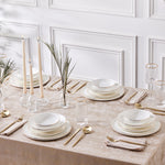 Karaca Stream Bone China Belinda 24-Piece Dinner Set for 6 People, Gold