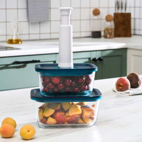 Karaca x Refika 2-Piece Vacuum Pump 2-Piece Storage Container, Clear