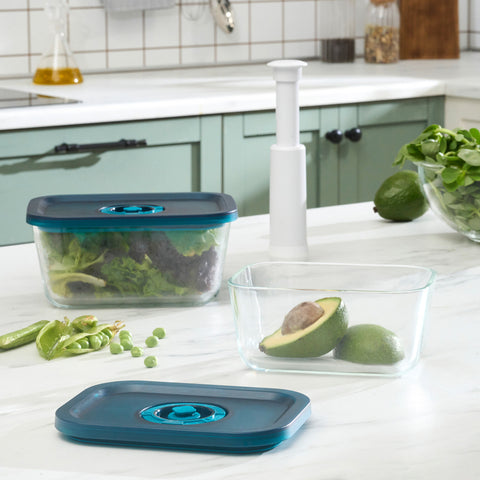 Karaca x Refika 2-Piece Vacuum Pump 2-Piece Storage Container, Clear