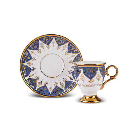 Karaca Merve 4-Piece Bone China Espresso & Turkish Coffee Cup Set, 100ml, Blue