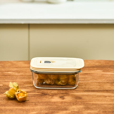 Karaca Cream Vacuum Storage Container, 0.4L, Clear