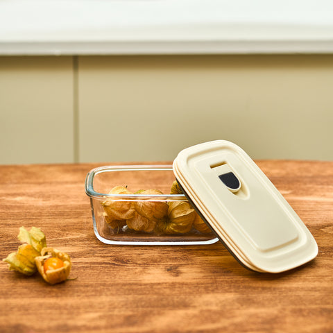 Karaca Cream Vacuum Storage Container, 0.4L, Clear