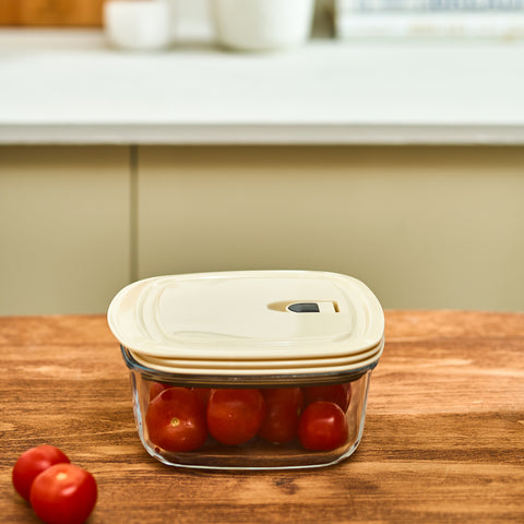 Karaca Cream Vacuum Storage Container, 0.9L, Clear