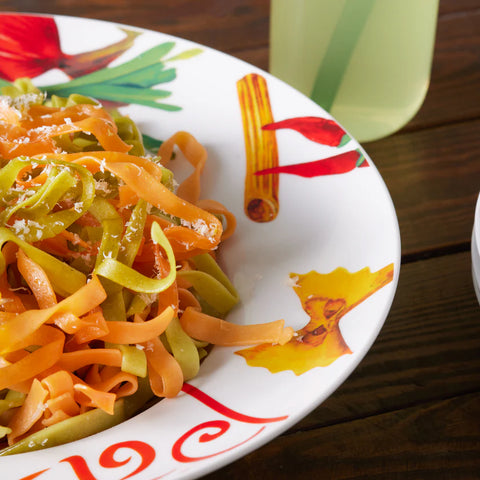 Karaca Sicilia 5-Piece Porcelain Pasta Set for 4 People, White Multi