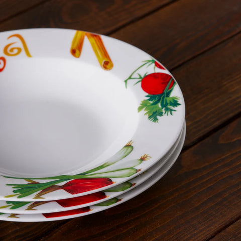 Karaca Sicilia 5-Piece Porcelain Pasta Set for 4 People, White Multi