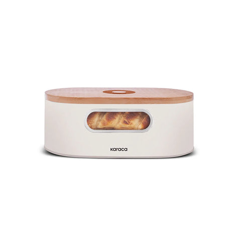 Karaca Stream Multifunctional 2in1 Bread Box / Cutting Board, 33,5x17,5x12,8cm, Cream