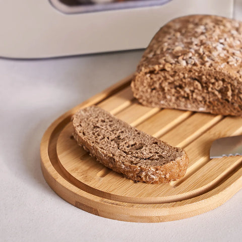 Karaca Stream Multifunctional 2in1 Bread Box / Cutting Board, 33,5x17,5x12,8cm, Cream