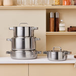 Karaca Powersteel 316+ 3Ply Onyx Stainless Steel Induction Cookware Set, Silver