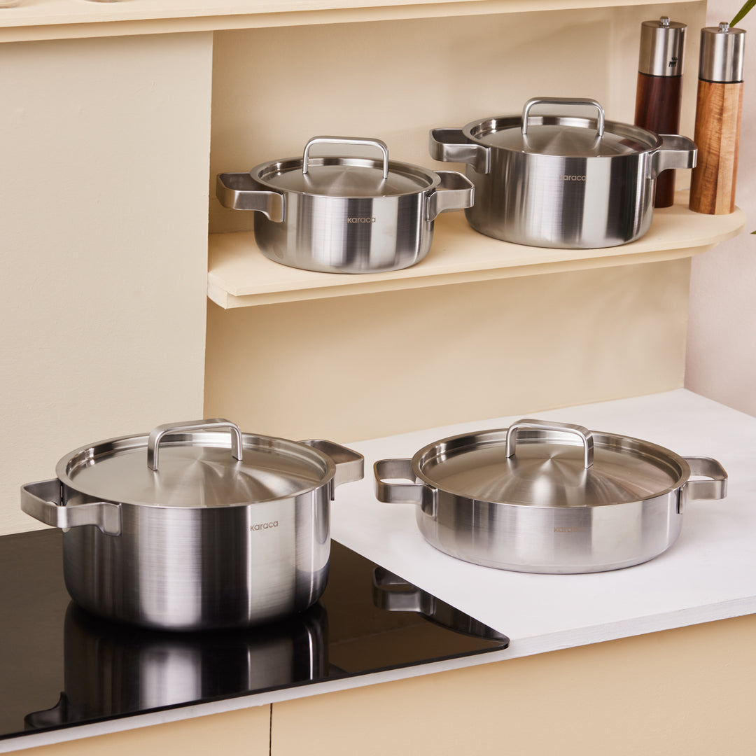 Karaca Powersteel 316+ 3Ply Onyx Stainless Steel Induction Cookware Se
