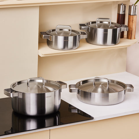 Karaca Powersteel 316+ 3Ply Onyx Stainless Steel Induction Cookware Set, Silver