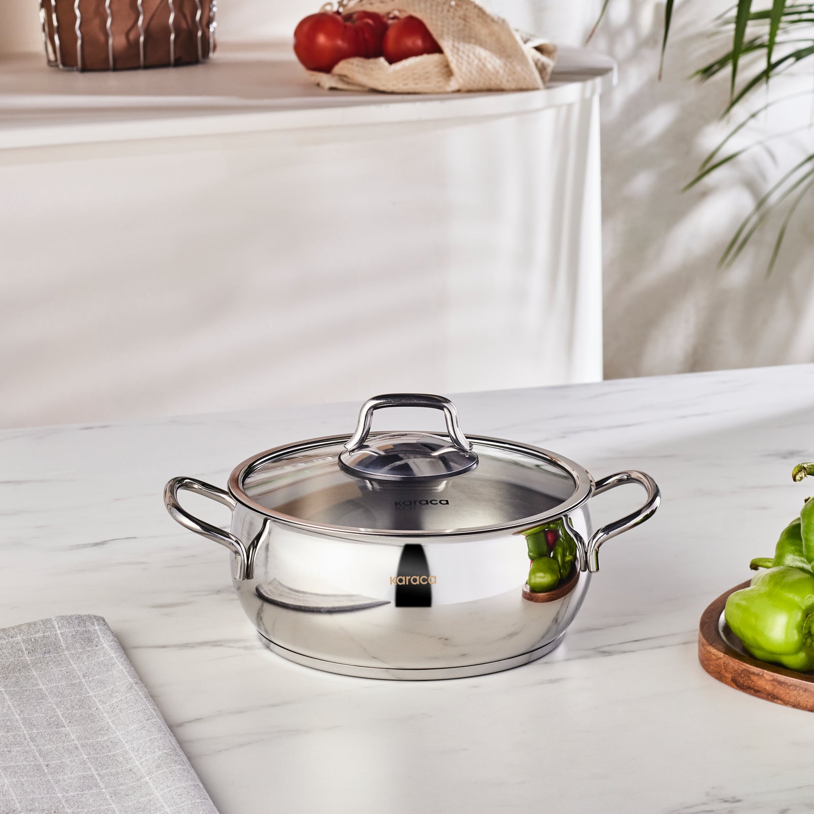 Karaca Emirgan Stainless Steel Stockpot with Lid, 20cm, Silver