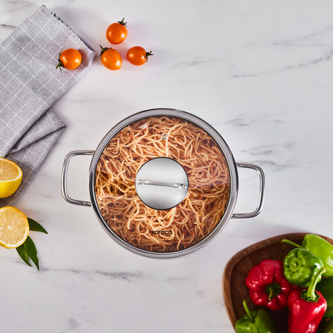 Karaca Emirgan Stainless Steel Stockpot with Lid, 22cm, Silver