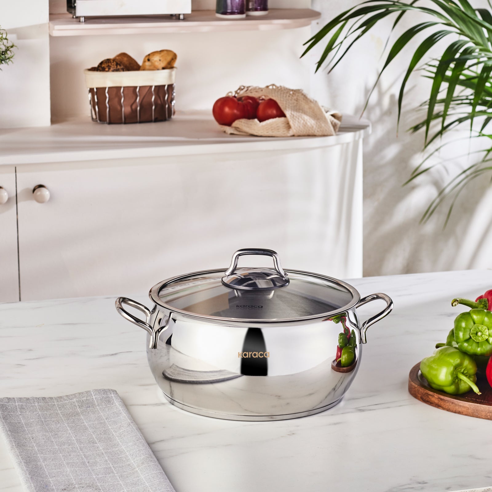 Karaca Emirgan Stainless Steel Stockpot with Lid, 24cm, Silver