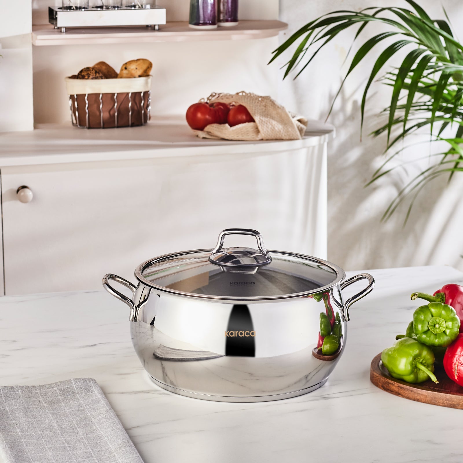 Karaca Emirgan Stainless Steel Stockpot with Lid, 26cm, Silver