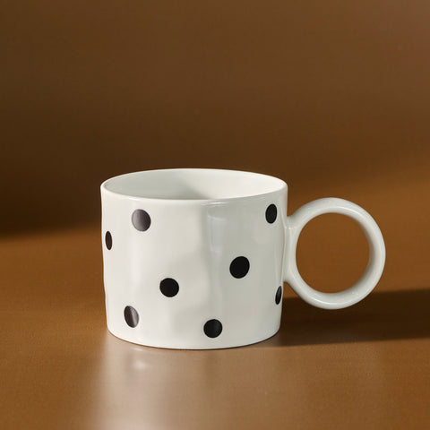 Karaca Erica Dot New Generation Bone Mug, 370ml, Black