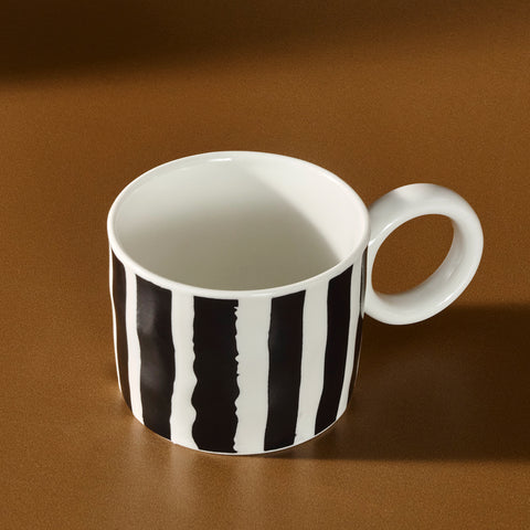 Karaca Erica Striped Porcelain Mug, 350ml, Black