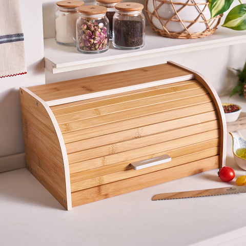Karaca Aksel Bamboo Bread Bin, 38,5x23x19,5cm, Wood