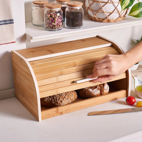 Karaca Aksel Bamboo Bread Bin, 38,5x23x19,5cm, Wood