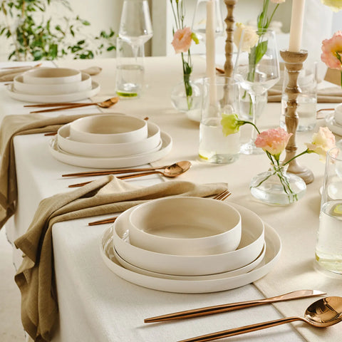 Karaca Earth Collection Finesse 24-Piece Porcelain Dinner Set for 6 People, Beige