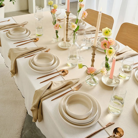 Karaca Earth Collection Finesse 24-Piece Porcelain Dinner Set for 6 People, Beige