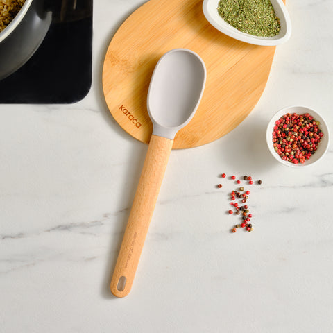 Karaca x Refika Wooden Handle Silicone Serving Spoon, Grey
