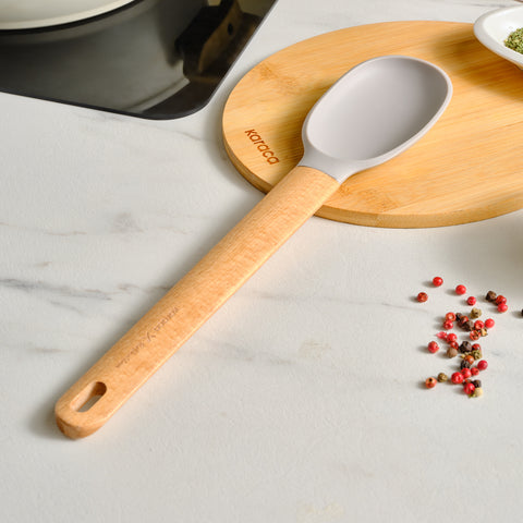 Karaca x Refika Wooden Handle Silicone Serving Spoon, Grey
