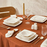 Karaca Square Bone China Mensa 51-Piece Dinner Set for 12 People, White