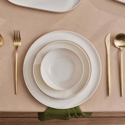 Karaca Stream Bone China Light Bach 29-Piece Dinner Set for 6 People, White