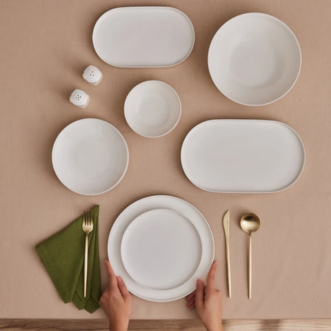 Karaca Stream Bone China Light Bach 29-Piece Dinner Set for 6 People, White