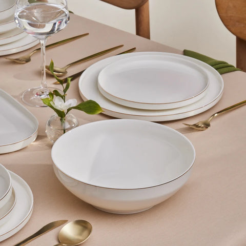 Karaca Stream Bone China Light Bach 29-Piece Dinner Set for 6 People, White