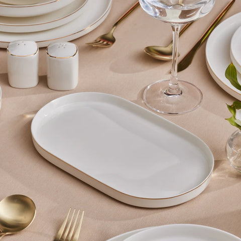 Karaca Stream Bone China Light Bach 29-Piece Dinner Set for 6 People, White