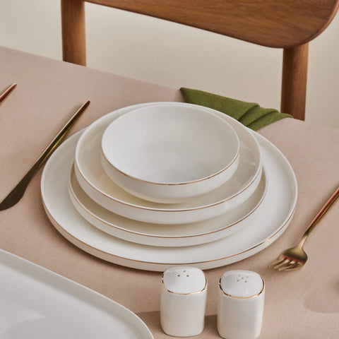 Karaca Stream Bone China Light Bach 29-Piece Dinner Set for 6 People, White