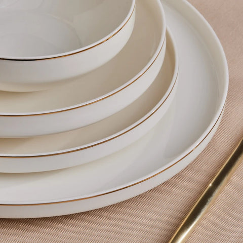 Karaca Stream Bone China Light Bach 29-Piece Dinner Set for 6 People, White