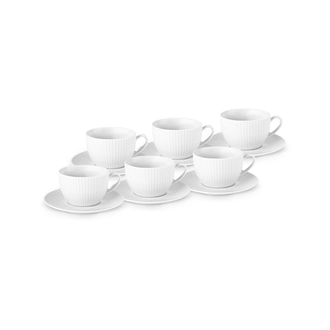 Karaca Seashell 12 Piece Porcelain Tea Cup and Saucer Set for 6 People, 200ml, White