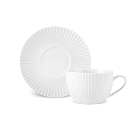 Karaca Seashell 12 Piece Porcelain Tea Cup and Saucer Set for 6 People, 200ml, White
