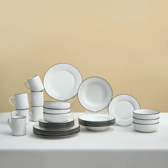 Karaca Emma 30-Piece Porcelain Dinner Set for 6 People, White