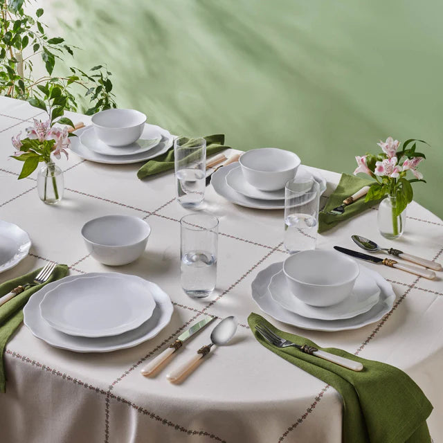 Karaca Scalloped 18-Piece Porcelain Dinner Set for 6 People, White