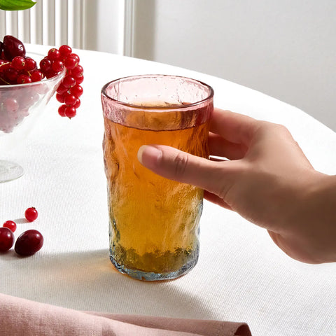 Karaca Glacier Glass Highball Glass, 383ml, Pink