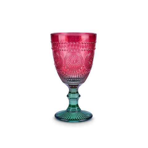 Karaca Sunflower Wine Glass, 315ml, Red Green